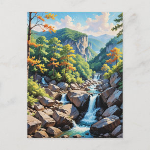Carte Postale Paysage de la cascade de Serene Mountain