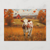 Carte Postale Paysage de la ferme d'automne de la vache laitière (Devant)