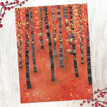 Carte Postale Paysage de la forêt de Birch Tree<br><div class="desc">Un paysage moderne peint d'un bouleau ou d'une forêt de trembles en automne dans les tons riches de rouge,  orange et jaune.</div>