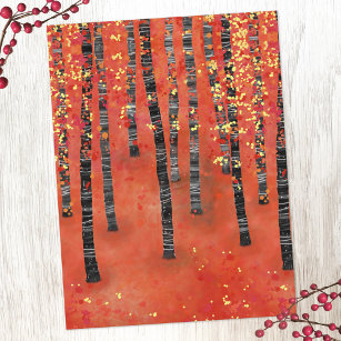 Carte Postale Paysage de la forêt de Birch Tree