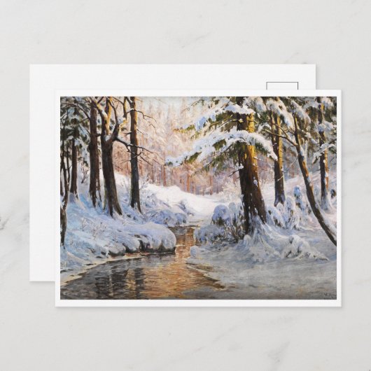 Carte Postale Paysage de la forêt de neige, Walter Moras (Devant / Derrière)