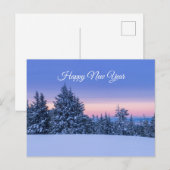 Carte Postale Paysage de la forêt d'hiver au coucher du soleil (Devant / Derrière)