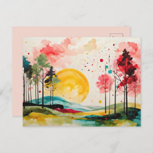 Carte Postale Paysage de l'aquarelle d'automne serene