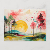 Carte Postale Paysage de l'aquarelle d'automne serene (Devant)