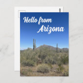Carte Postale Paysage de l'Arizona Saguaro Cactus Nature (Devant / Derrière)