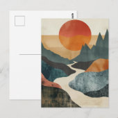 Carte Postale Paysage de montagne au coucher du soleil sur la ri (Devant / Derrière)