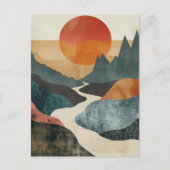 Carte Postale Paysage de montagne au coucher du soleil sur la ri (Devant)