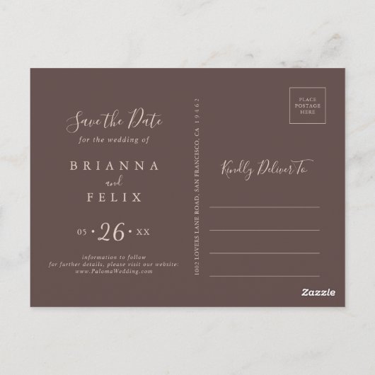 Carte Postale Paysage de montagne clair Enregistrer la date hori (Dos)