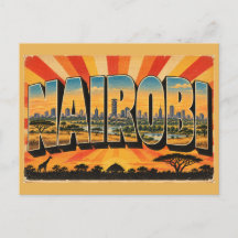Paysage de Nairobi Savane Art de Voyage Vintage