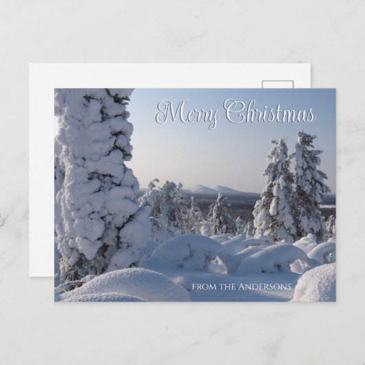 Carte Postale Paysage de neige pittoresque Joyeux Noël (Devant / Derrière)