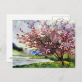 Carte Postale Paysage de peinture aquarelle (Devant / Derrière)