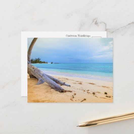 Carte Postale Paysage de plage des Caraïbes (Devant/Arrière en situation)