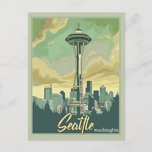 Carte Postale Paysage de Seattle - Un Voyage Vintage (Devant)