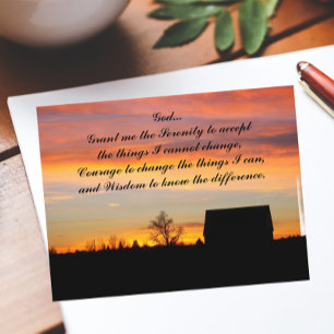 Carte Postale Paysage de silhouette de coucher de soleil de la p