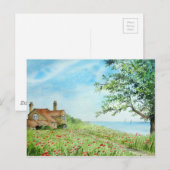 Carte Postale Paysage de terrain de pavot peinture aquarelle (Devant / Derrière)