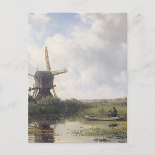 Carte Postale Paysage des moulins à vent - Willem Roelofs (Devant)