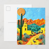 Carte Postale Paysage désertique avec cactus (Devant / Derrière)
