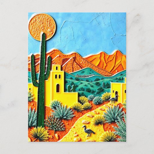 Carte Postale Paysage désertique avec cactus (Devant)