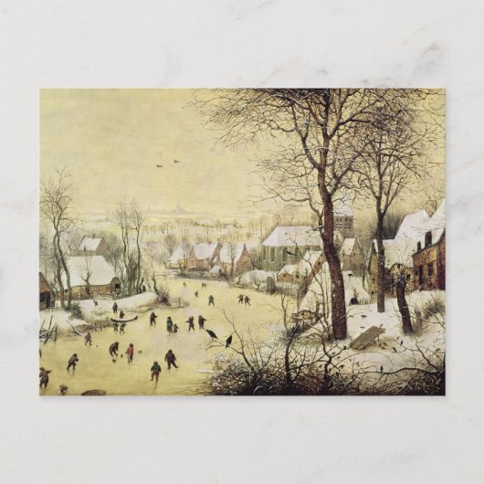 Carte Postale Paysage d'hiver avec des patineurs (Devant)