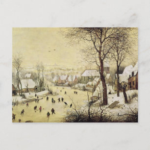 Carte Postale Paysage d'hiver avec des patineurs