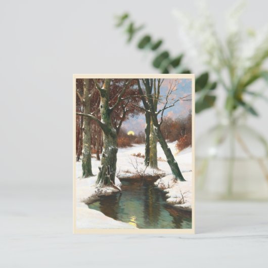 Carte Postale Paysage D'Hiver Avec Lune Levante (Debout devant)