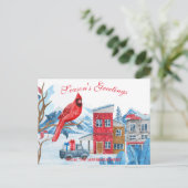 Carte Postale Paysage d'hiver Illustration d'aquarelle Noël (Debout devant)