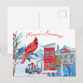 Carte Postale Paysage d'hiver Illustration d'aquarelle Noël (Devant / Derrière)