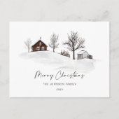 Carte Postale Paysage d'hiver monochrome de Noël non photographi (Devant)