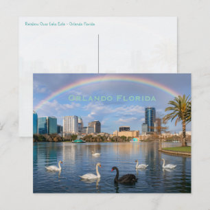 Carte Postale Paysage d'Orlando Floride Lac Eola Arc-en-ciel & C