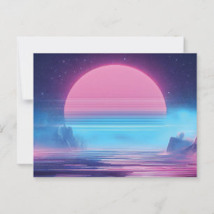 Carte Postale Paysage du coucher de soleil Vaporwave, Conception