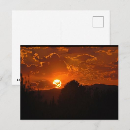 Carte Postale Paysage du coucher de soleil vespéral (Devant / Derrière)