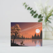 Carte Postale Paysage du lever du soleil avec lac et Deers-51207 (Debout devant)