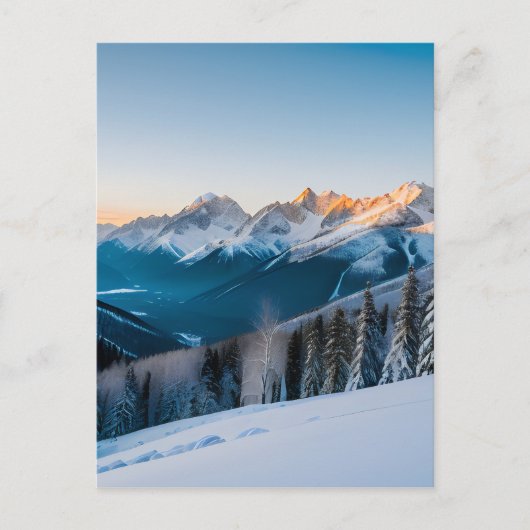 Carte Postale Paysage d'une montagne couverte de neige (Devant)