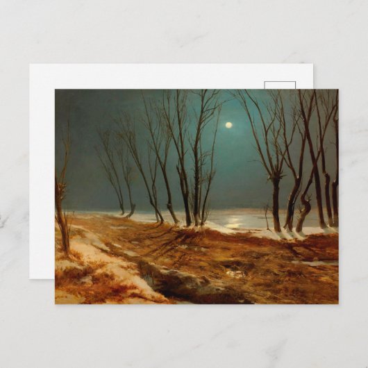 Carte Postale Paysage en hiver au clair de lune, Art (Devant / Derrière)