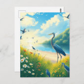 Carte Postale Paysage Fleur sauvage du coucher de soleil du Gran (Devant / Derrière)