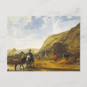 Carte Postale Paysage fluvial avec cavaliers Aelbert Cuyp