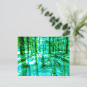 Carte Postale Paysage forestier Arbres Abstraits en Aqua et Vert (Debout devant)