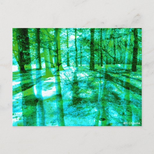 Carte Postale Paysage forestier Arbres Abstraits en Aqua et Vert (Devant)