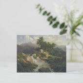 Carte Postale Paysage forestier avec cascade (Debout devant)
