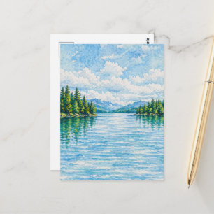 Carte Postale Paysage forestier du lac de montagne