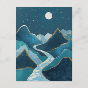 Carte Postale paysage Golden Peaks sous un ciel nocturne