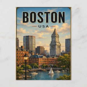 Carte Postale Paysage historique du port de Boston, Massachusett
