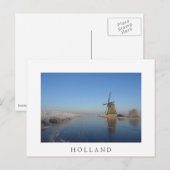 Carte Postale Paysage hivernal avec moulin à vent et glace (Devant / Derrière)