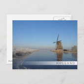Carte Postale Paysage hivernal avec moulin à vent et glace (Devant / Derrière)