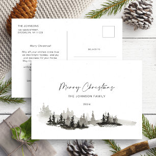 Carte Postale Paysage hivernal monochrome de Noël non photograph