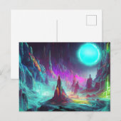 Carte Postale Paysage Imaginaire coloré | Monde Alien (Devant / Derrière)
