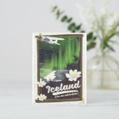 Carte Postale Paysage islandais affiche de voyage de style vinta (Debout devant)