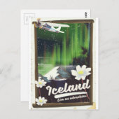 Carte Postale Paysage islandais affiche de voyage de style vinta (Devant / Derrière)