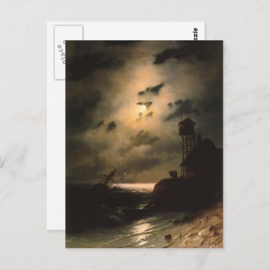 Carte Postale Paysage Lune Avec Épave (Devant / Derrière)