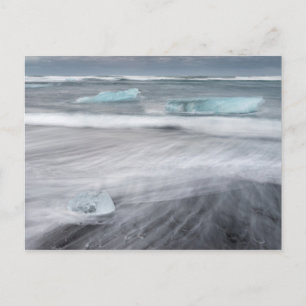 Carte Postale Paysage marin agité avec de la glace, Islande